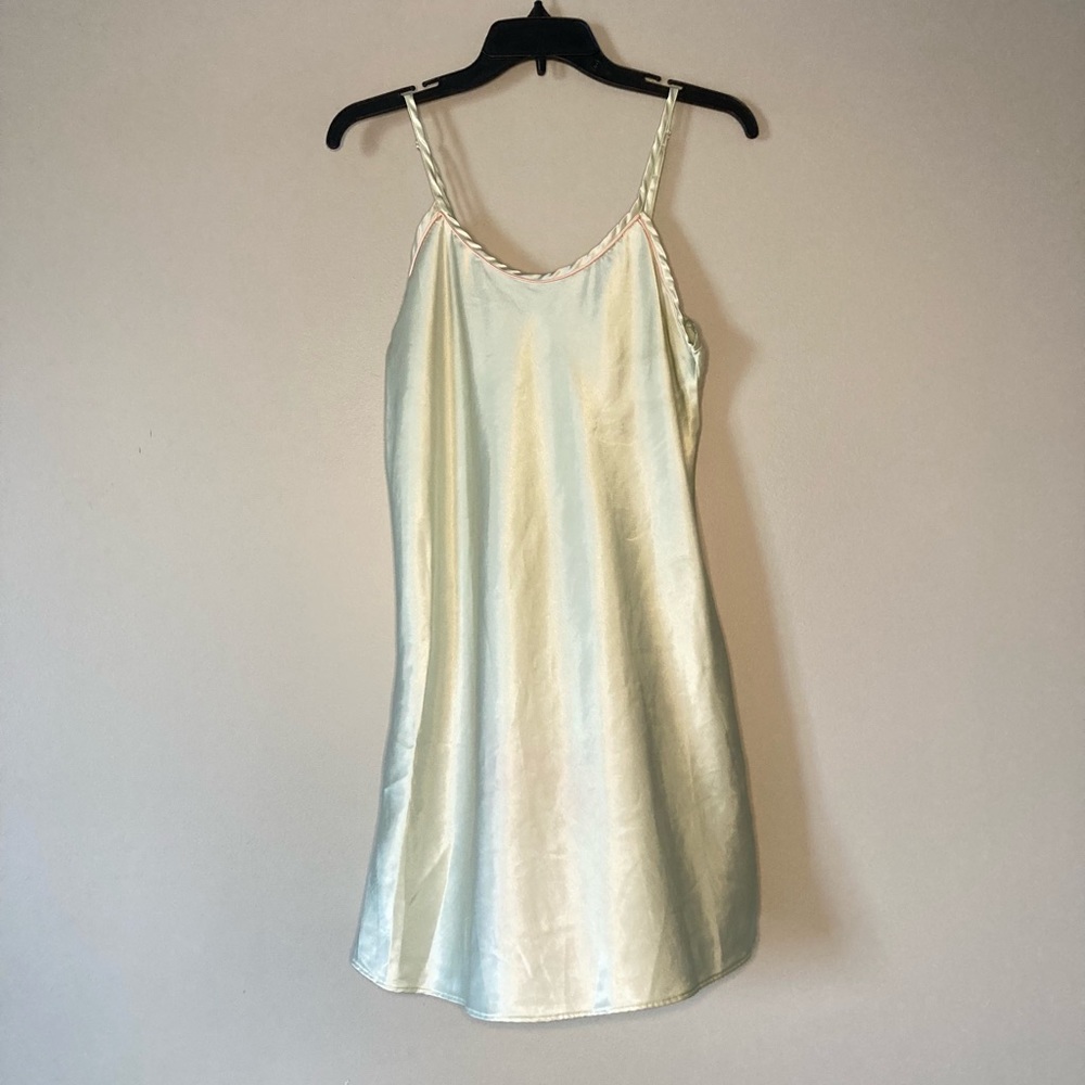 Kathryn Gown Satin Slip Dress S sexy Loungewear Pale Green.